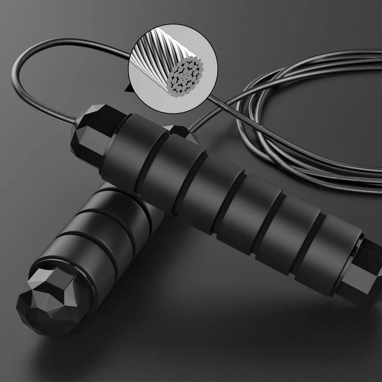 Robustes Medivita Speed Springseil mit kugelgelagerten Griffen und verstellbarem PVC-ummantelten Stahldraht für effizientes Training.