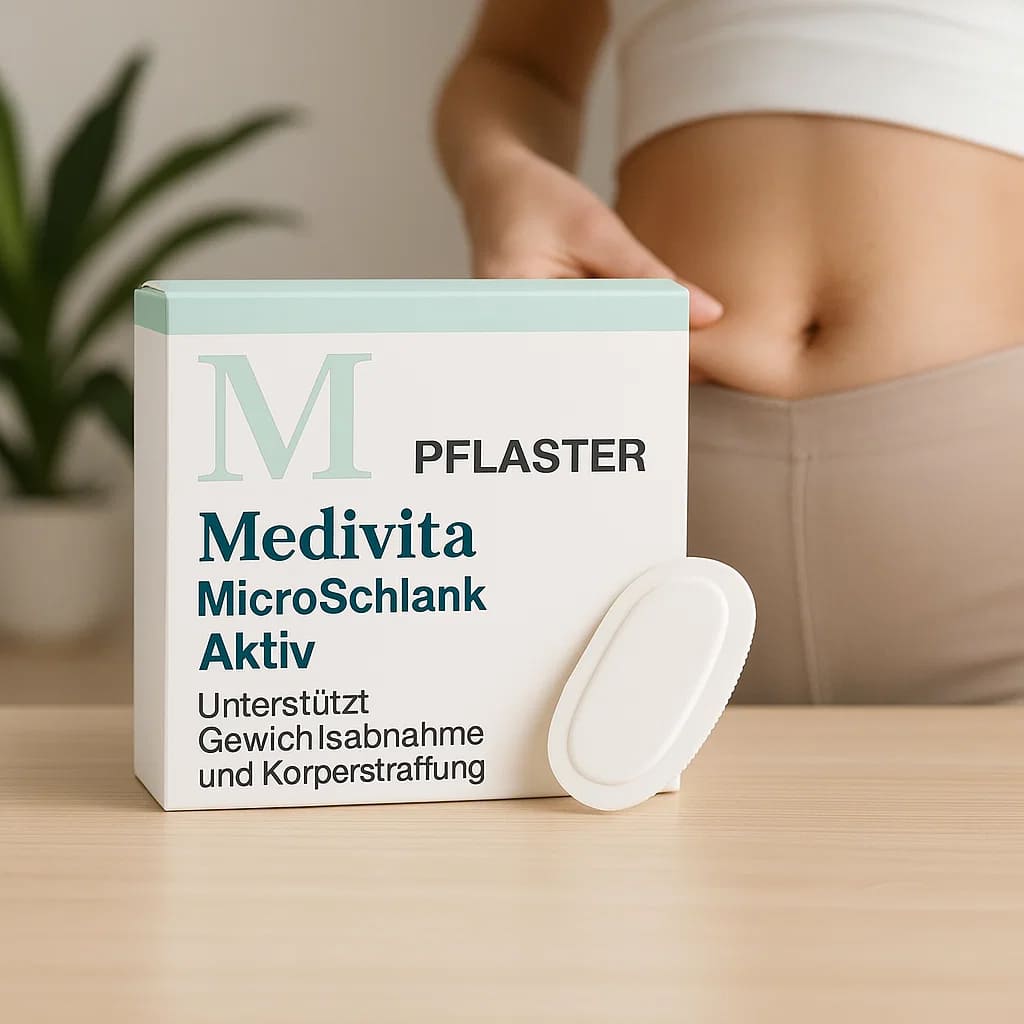 MediVita MicroSchlank Aktiv patch with microneedle technology for weight loss support and body toning.