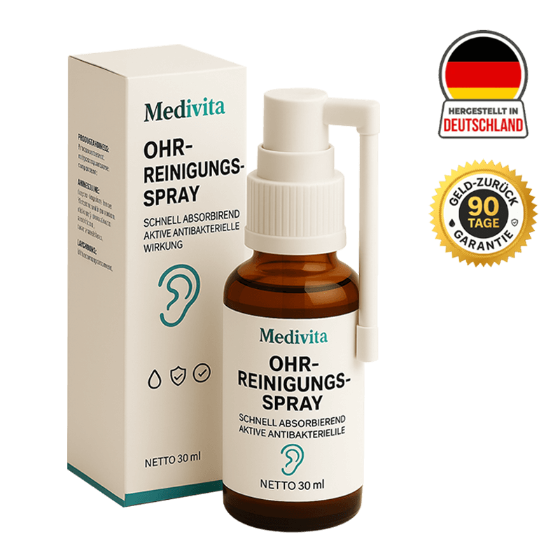 Medivita Ohr Reinigungs Spray für sanfte Ohrenpflege, antibakteriell, hergestellt in Deutschland mit 90-Tage-Garantie