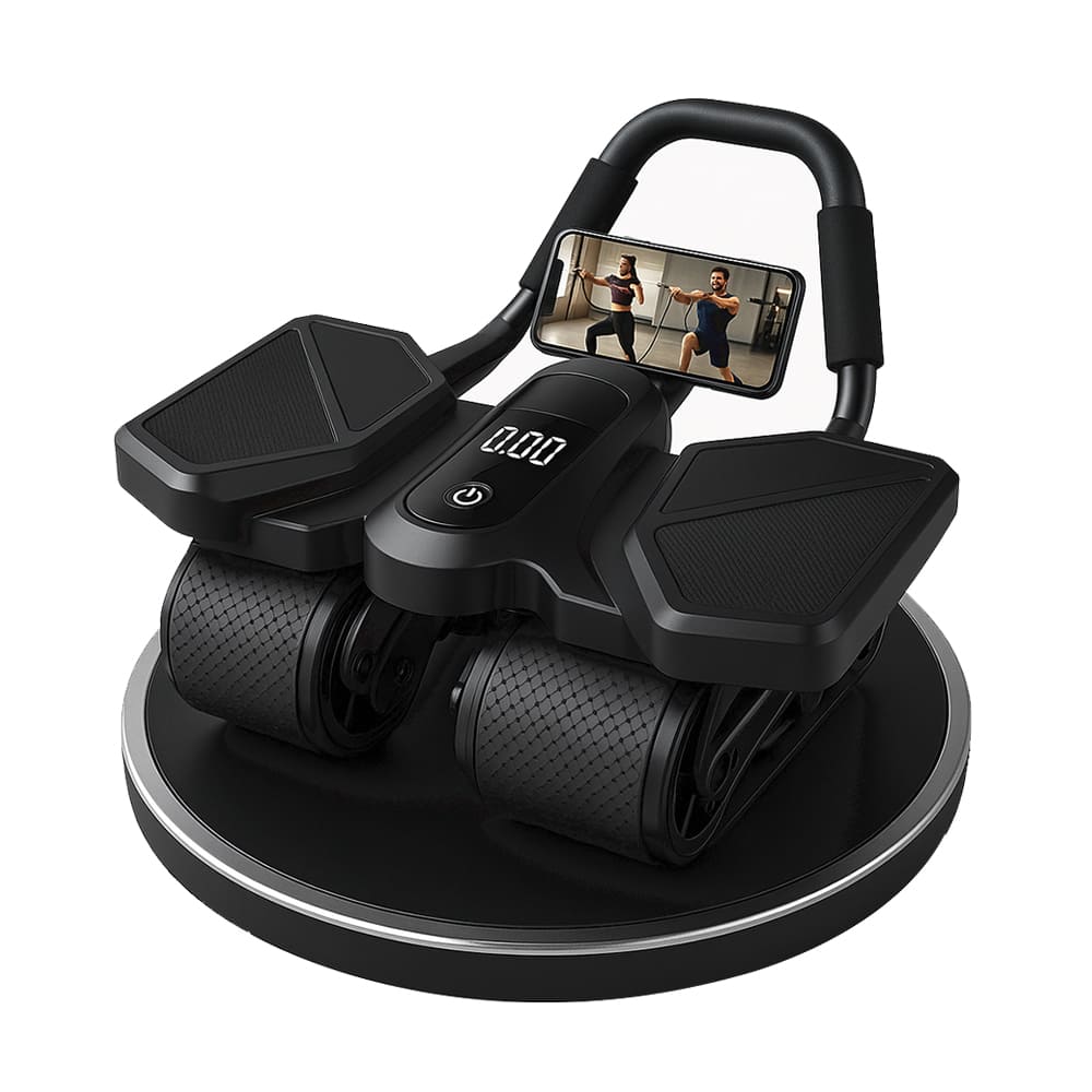 Medivita RumpfPower 360 core trainer with 4-wheel system and digital display for effective home workouts.